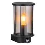 LED Wandlamp rond met sensor | Zwart | E27 fitting | Gracey, Huis en Inrichting, Ophalen of Verzenden, Nieuw, Metaal, Modern