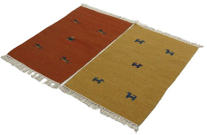 2x Kelim - Vloerkleed - 90 cm - 60 cm - natuurlijke kleuren, Huis en Inrichting, Stoffering | Tapijten en Kleden