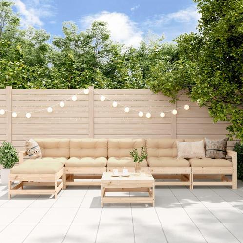 vidaXL 7-delige Loungeset met kussens massief teak, Tuin en Terras, Tuinsets en Loungesets, Loungeset, Nieuw, 7 zitplaatsen, Hout