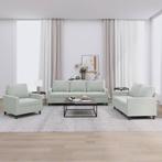 vidaXL 3-delige Loungeset met kussens fluweel lichtgrijs, Huis en Inrichting, Banken | Bankstellen, Verzenden, Nieuw, Vierpersoons of meer