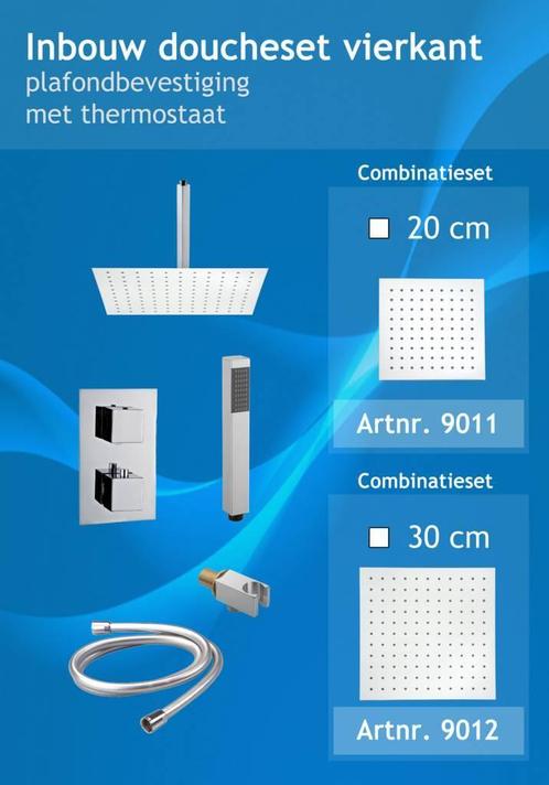 Inbouw Doucheset Vierkant met Plafondsteun Ø 20cm, Doe-het-zelf en Verbouw, Sanitair, Nieuw, Verzenden