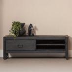 Tv-meubel Mangohout Kelvin 130 Zwart, 100 tot 150 cm, Verzenden, Nieuw, Minder dan 100 cm