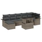 vidaXL 8-delige tuinbankset met kussen - Grijs Poly Rattan, Verzenden, Nieuw, Rotan