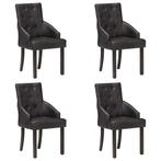 Eetkamerstoelen Echt Leer Zwart - 4 Stuks - Retourdeal, Zwart, Vintage, Nieuw, Ophalen of Verzenden