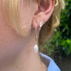 Zilveren oorbellen haak zoetwaterparel