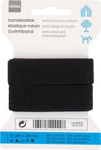 HEMA Bandelastiek 1.5mx20mm soepel zwart, Hobby en Vrije tijd, Naaien en Fournituren, Verzenden, Nieuw