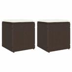 vidaXL Tuinkrukken met kussens 2 st 40x40x43 cm poly rattan, Verzenden, Nieuw, Rotan