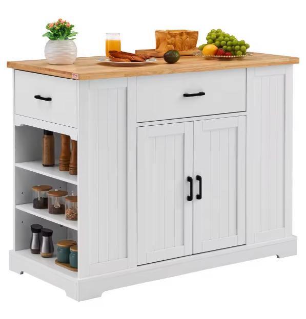 Keukeneiland 117 cm – Houten Blad met Kast en Ontbijtbar, Huis en Inrichting, Keuken | Keukenelementen, Nieuw, Verzenden