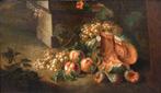 Scuola romana (XVIII) - Natura morta con melone e uva, Antiek en Kunst