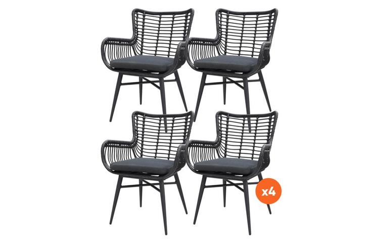 VDG Set van 4 - Jasmine dining tuinstoel - Black, Tuin en Terras, Tuinsets en Loungesets, Nieuw, Overige materialen, Verzenden