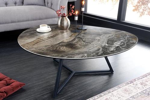 Moderne salontafel MARVELOUS 90cm taupe marmeren keramiek, Huis en Inrichting, Tafels | Salontafels, Ophalen of Verzenden