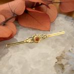 Vintage gouden broche met granaat (vintage broche), Sieraden, Tassen en Uiterlijk, Broches, Gebruikt, Overige kleuren, Ophalen of Verzenden