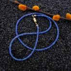 9 Krt. Saffier kralen ketting | 45 cm (magneet, geelgoud), Ophalen of Verzenden, Goud, Met edelsteen