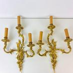 Wandlamp - Set van 2 grote goudkleurige Rococo, Antiek en Kunst