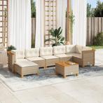 vidaXL 8-delige Loungeset met kussens poly rattan beige, Tuin en Terras, Tuinsets en Loungesets, Verzenden, Nieuw, Rotan, Loungeset