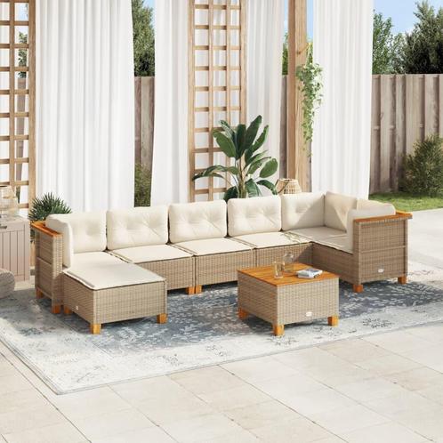 vidaXL 8-delige Loungeset met kussens poly rattan beige, Tuin en Terras, Tuinsets en Loungesets, Loungeset, Nieuw, Rotan, Verzenden