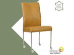 Leren eetkamerstoel Comfort met wieltjes - Granada Amber, Huis en Inrichting, Stoelen, Bruin, Nieuw, Leer, Ophalen of Verzenden