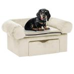 vidaXL Hondenbank met lade 75x50x38 cm pluche crèmekleurig, Dieren en Toebehoren, Honden-accessoires, Verzenden, Nieuw