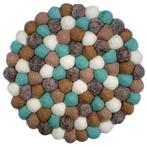 Vilten onderzetter van vilten bolletjes - ijsblauw/groen, be, Ophalen of Verzenden, Nieuw