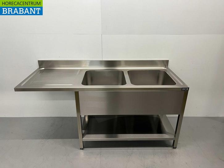 RVS Spoeltafel dubbele spoelbakken Premium-line 180 cm, Zakelijke goederen, Horeca | Keukenapparatuur, Nieuw in verpakking, Ophalen of Verzenden