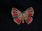 Beeld, Broche vlinder met Swarovski elementen - 3 cm -