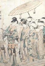 Tokoyuni I Utagawa, ‘Een festivaloptocht op een brug’