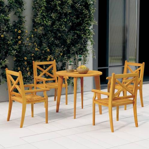 vidaXL 5-delige Tuinset massief acaciahout, Tuin en Terras, Tuinsets en Loungesets, Tuinset, Nieuw, 4 zitplaatsen, Hardhout, Verzenden