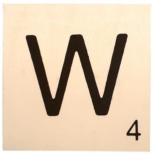 Houten Bordje 10x10x0.5cm - W - Zwarte Letter/Woordwaarde -, Huis en Inrichting, Woonaccessoires | Wanddecoraties, Nieuw, Ophalen of Verzenden