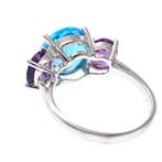 Witgouden cluster ring met grote zirconias (fantasie), Gebruikt, Overige kleuren, Ophalen of Verzenden, 17 tot 18
