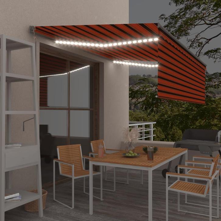 vidaXL Luifel met rolgordijn, LED en windsensor 4,5x3 m, Tuin en Terras, Zonneschermen, Nieuw, Verzenden
