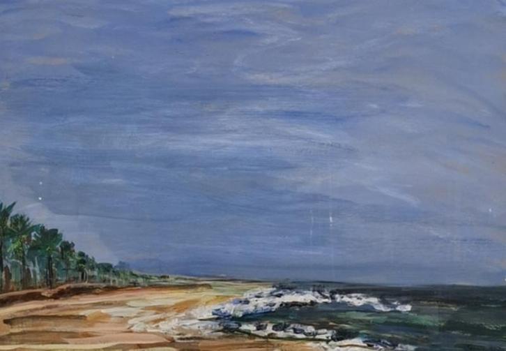 Acryl schilderij, Maya Wildevuur (1944-2023), Strand, 199, Huis en Inrichting, Woonaccessoires | Schilderijen, Tekeningen en Foto's