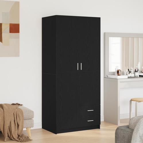 vidaXL Kast Zwart Eiken 80x52x180 cm Engineered Hout, Huis en Inrichting, Kasten | Kledingkasten, Nieuw, Verzenden