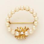 Broche - 18 karaat Geel goud Parel - Diamant, Sieraden, Tassen en Uiterlijk, Antieke sieraden