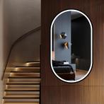 LED spiegel ovaal met zwart metalen frame - 500x900mm, Huis en Inrichting, Woonaccessoires | Spiegels, Ophalen of Verzenden, Nieuw
