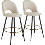 Barkruk Sachel met rugleuning, fluweellook - crème/zwart, Se, Huis en Inrichting, Barkrukken, Verzenden, Nieuw