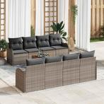 vidaXL Tuin Sofa Set 9 pcs Grijs Poly riet, Tuin en Terras, Verzenden, Nieuw, Rotan