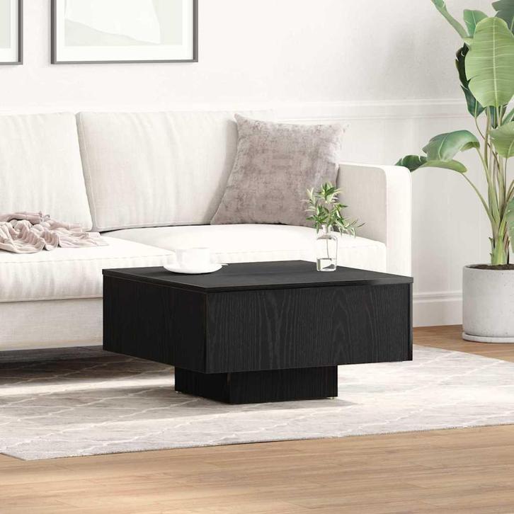 vidaXL Salontafel Zwart eiken 60 x 60 x 31,5 cm Bewerkt hout, Huis en Inrichting, Tafels | Salontafels, Vierkant, Nieuw, Overige houtsoorten