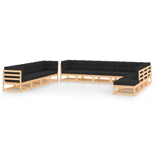 vidaXL 12-delige Loungeset met antracietkleurige kussens, Tuin en Terras, Tuinsets en Loungesets, Loungeset, Nieuw, Verzenden