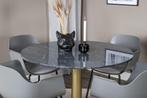 Eettafel Palmer - 106 cm - Grijs - Goud - Marmer - Jörn, Verzenden, Nieuw