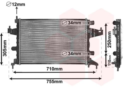 RADIATOR VOOR OPEL COMBO C 2000-2003 09196686, Auto-onderdelen, Airco en Verwarming, Nieuw, Ophalen of Verzenden