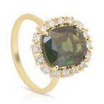 Ring - 14 karaat Geel goud - 6.23ct. tw. Zirkoon - Diamant, Sieraden, Tassen en Uiterlijk, Ringen, Nieuw