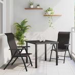 vidaXL Tuin Eetset in hoogte verstelbaar 3 pcs Zwarte koffie, Verzenden, Nieuw, Rotan