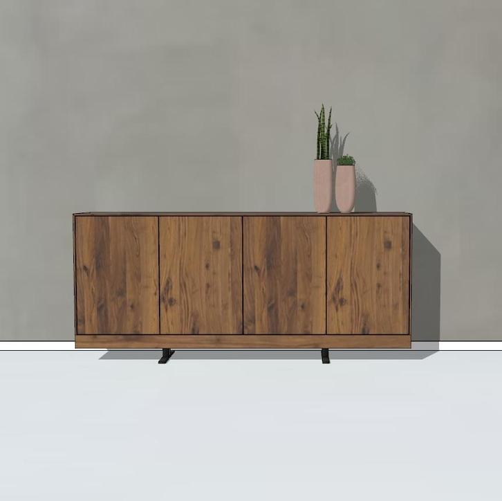 Noten dressoir Dineke | greep loos | Massief notenhout, Huis en Inrichting, Kasten | Dressoirs, 25 tot 50 cm, Met lade(s), Met deur(en)