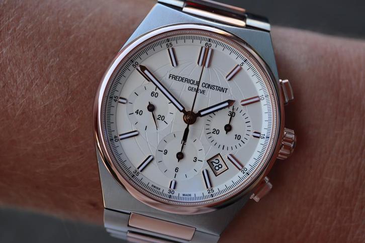 Horloge Frederique Constant Highlife Chronograph 07/2022, Sieraden, Tassen en Uiterlijk, Horloges | Heren, Staal, Zo goed als nieuw