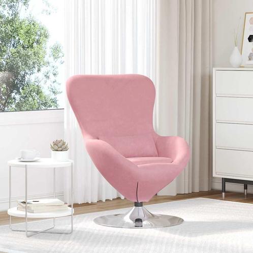 vidaXL Eivormige stoel Roze 63 x 73 x 90 cm Fluweel, Huis en Inrichting, Fauteuils, Nieuw, Verzenden