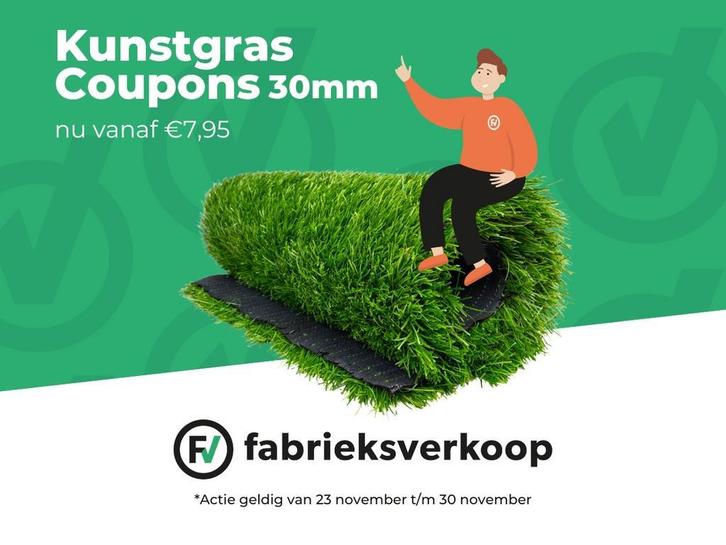 Kunstgras 30mm | Outlet Prijs €7,95 p/m² | Direct Afhalen, Tuin en Terras, Gras en Kunstgras, Kunstgras, Nieuw, Ophalen