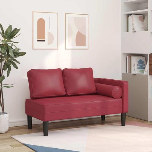 vidaXL Chaise longue met kussens kunstleer wijnrood, Huis en Inrichting, Banken | Sofa's en Chaises Longues, Nieuw, Verzenden