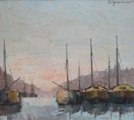 Leo Jordaens ( Antwerpen 1944 - 2000 ) - Boten in de Haven