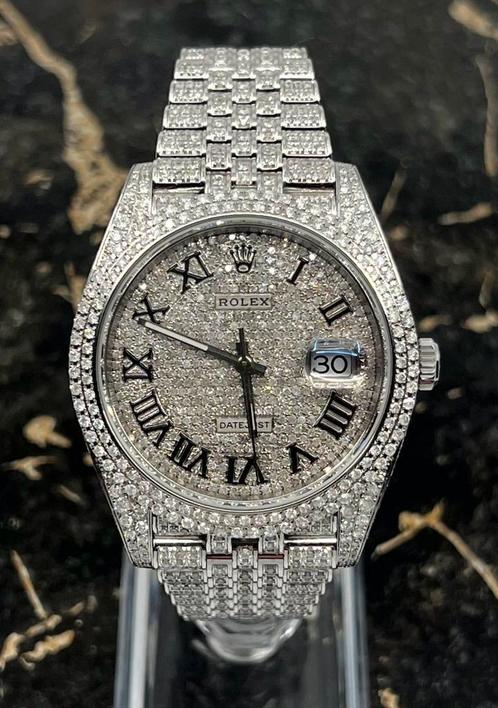 Rolex Datejust 41 - Roman -New  126300 - Iced Out - Diamonds, Sieraden, Tassen en Uiterlijk, Horloges | Heren, Staal, Nieuw, Staal