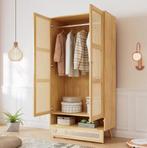 2-Deurs Rotan Kledingkast – Garderobe met Rail 90×45×183 cm, Verzenden, Nieuw